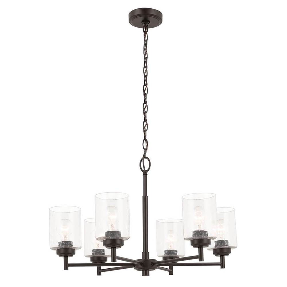 Kichler Lighting Winslow 26-Inch 6 Light Chandelier with Clear Seeded Glass in Olde Bronze