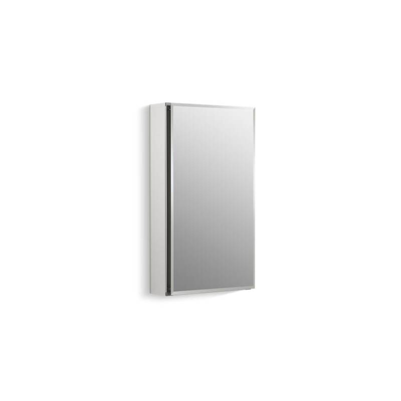 Kohler 15'' W x 26'' H aluminum single-door medicine cabinet with mirrored door, beveled edges