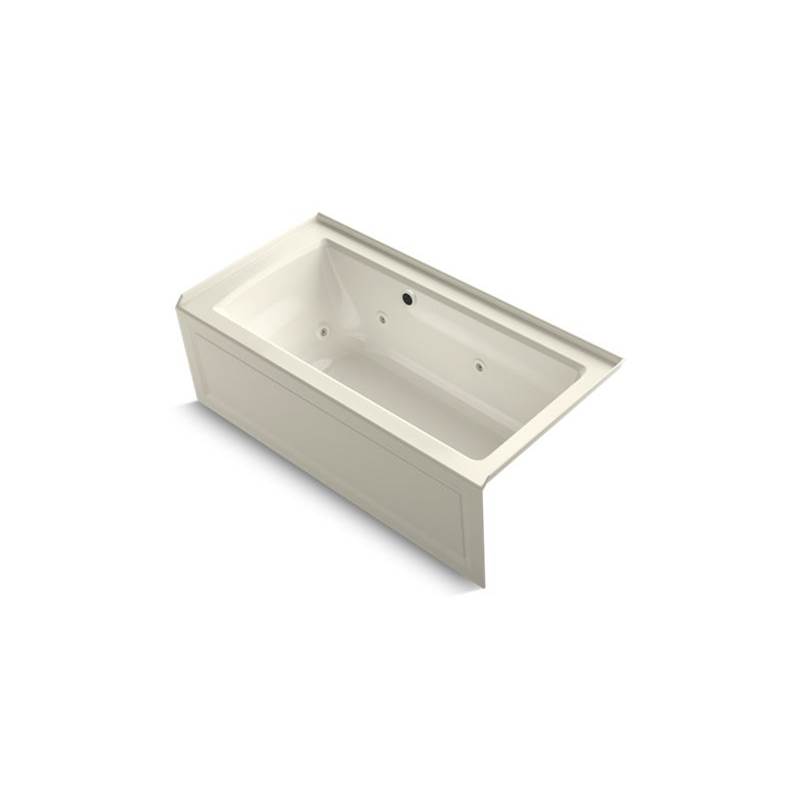 Kohler Archer® 60'' x 30'' alcove whirlpool bath with Bask® heated surface, integral apron, integral flange, and right-hand drain