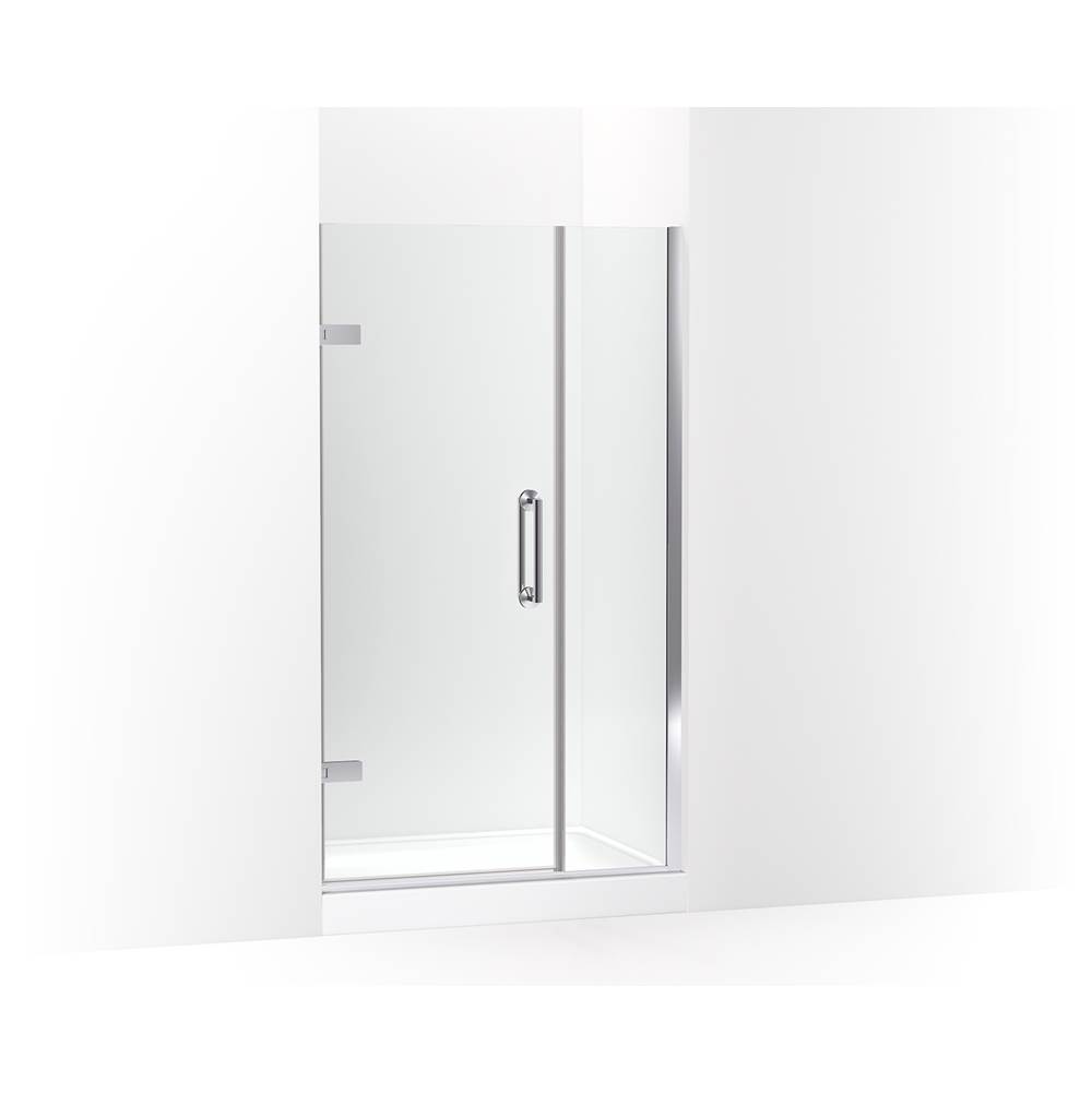 Kohler Components™ Frameless pivot shower door, 71-9/16'' H x 39-5/8 - 40-3/8'' W, with 3/8'' thick Crystal Clear glass