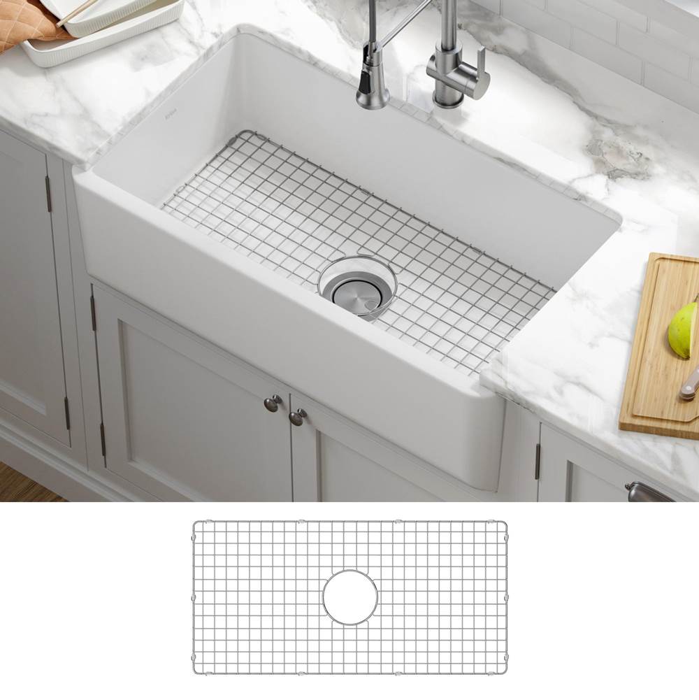 Kraus KRAUS Turino 33'' Farmhouse Reversible Apron Front Fireclay Single Bowl Kitchen Sink in Matte White