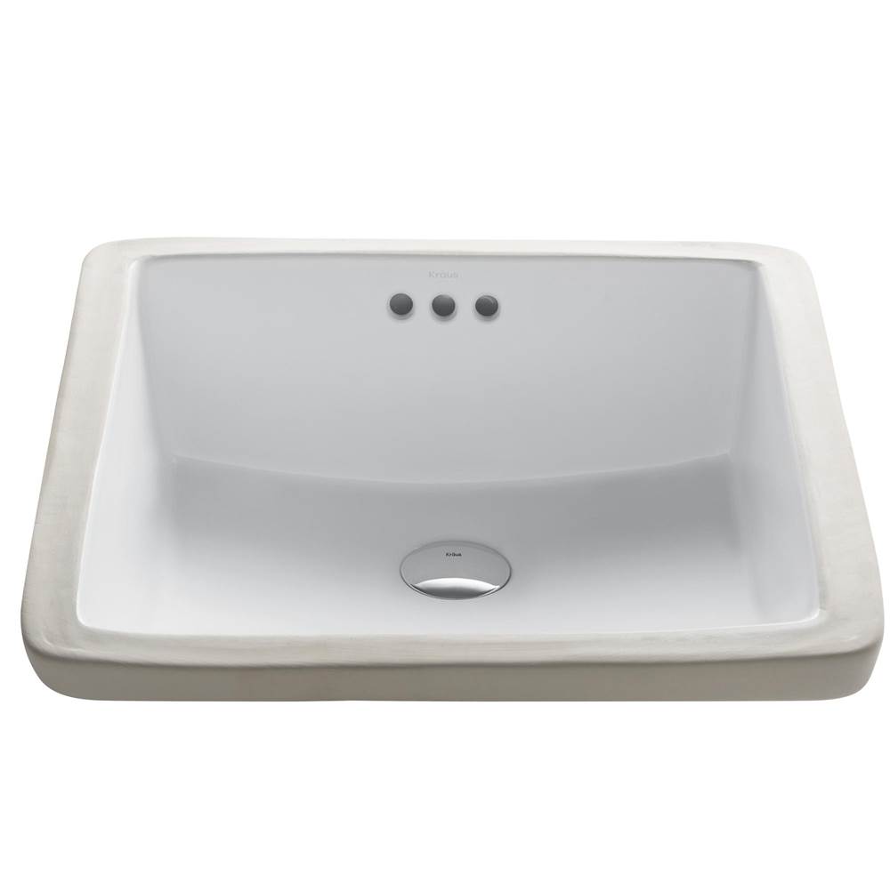 Kraus KRAUS Elavo 17-inch Square Undermount White Porcelain Ceramic Bathroom Sink with Overflow