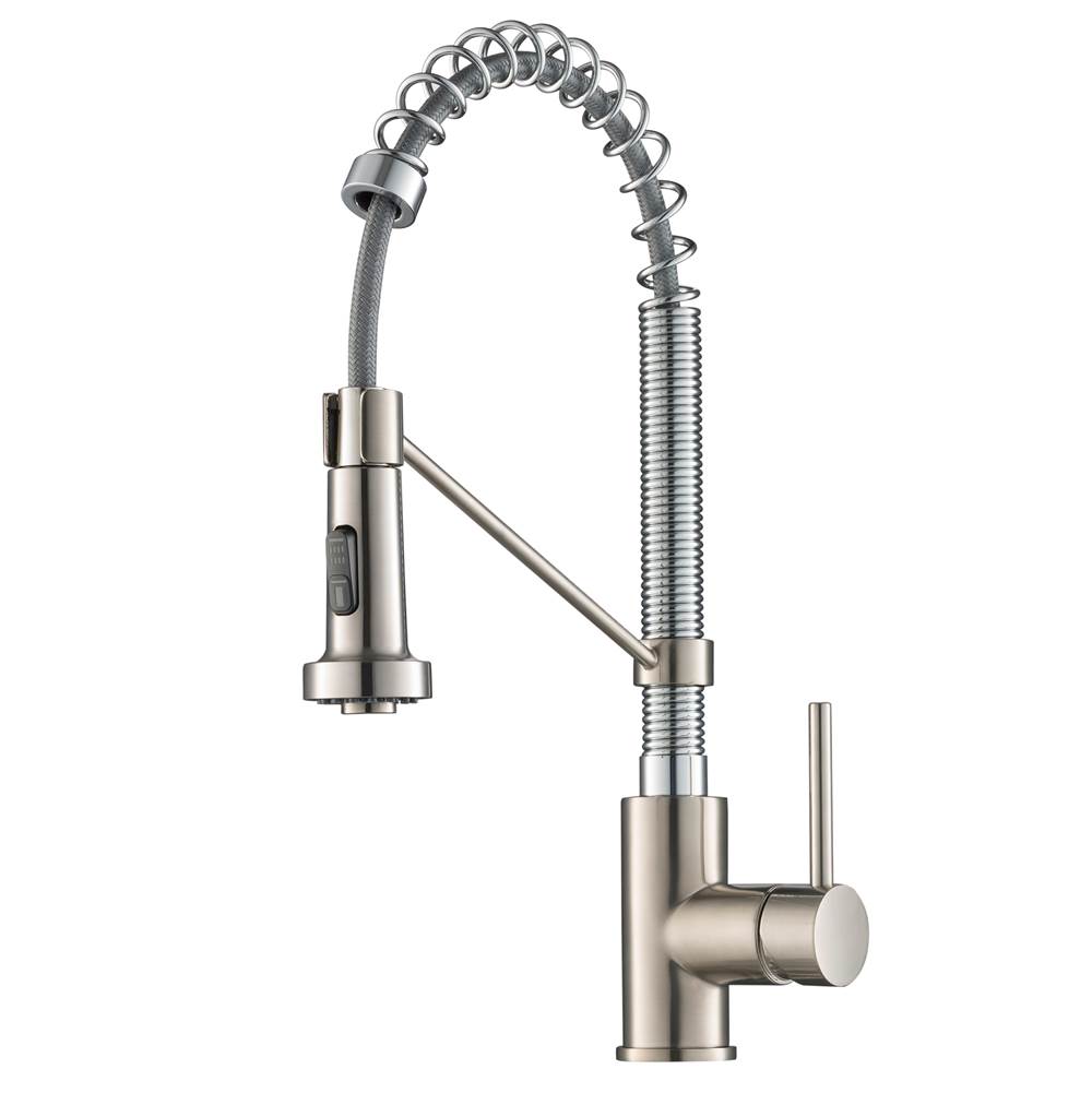 Kraus Spot Free Bolden 18-Inch Commercial Kitchen Faucet with Dual Function Pull-Down Sprayhead in all-Brite Stainless Steel/Chrome Finish