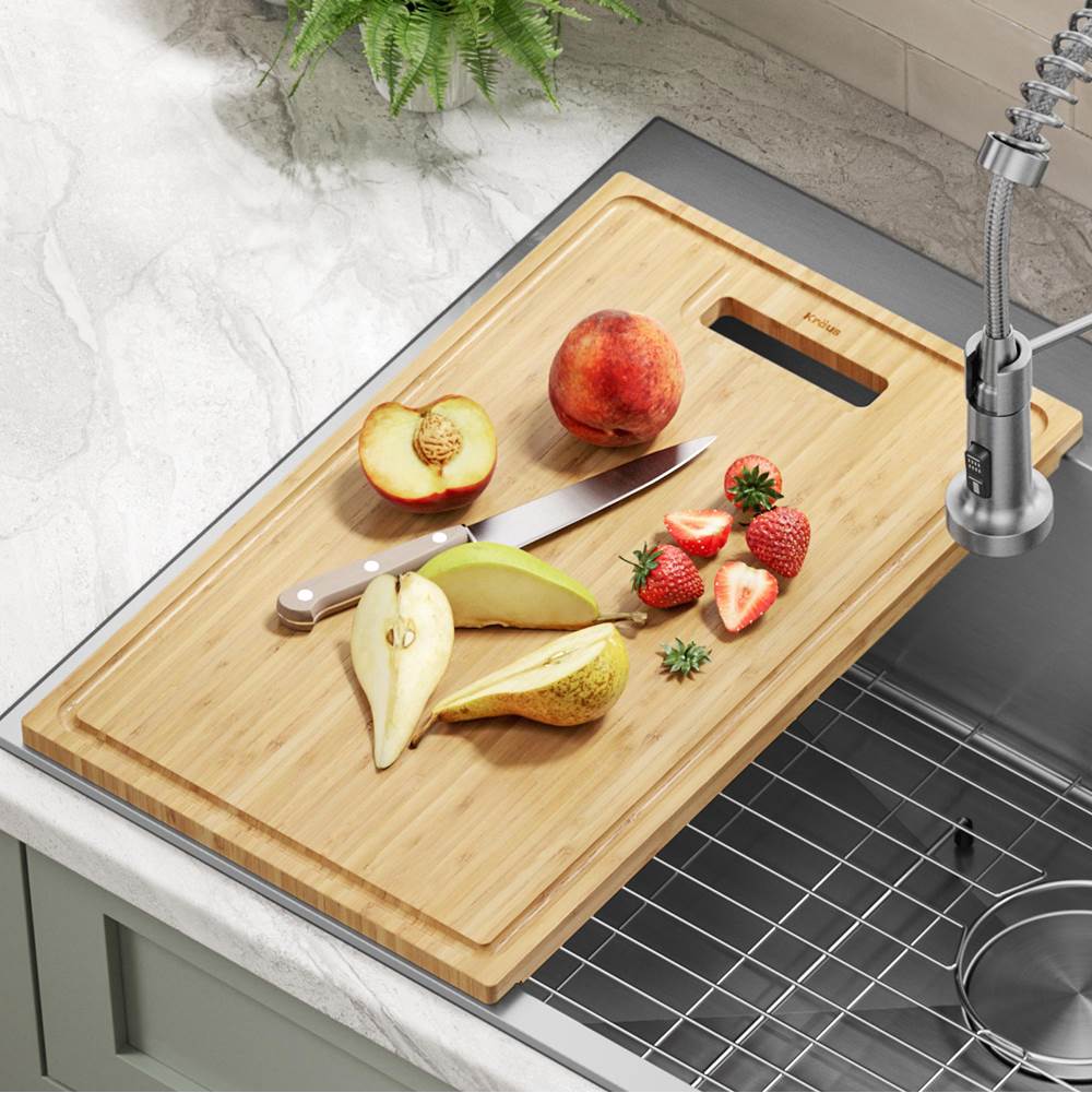 Kraus KRAUS Organic Solid Bamboo Cutting Board for Kitchen Sink 17.5 in. x 12 in.