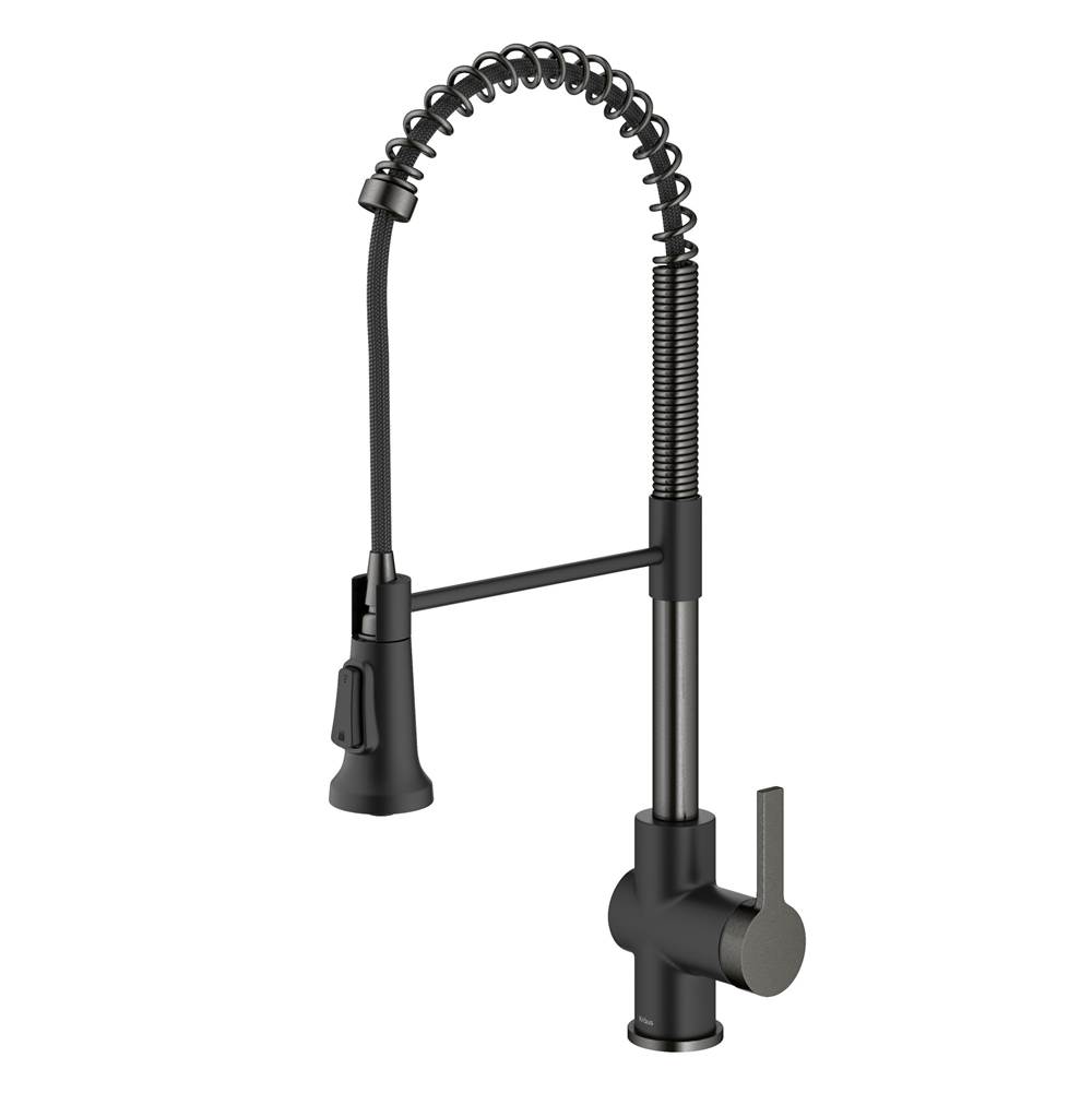Kraus Britt Commercial Style Pull Down Single Handle Kitchen Faucet In Matte Black ,  Spot Free Black Stainless Steel