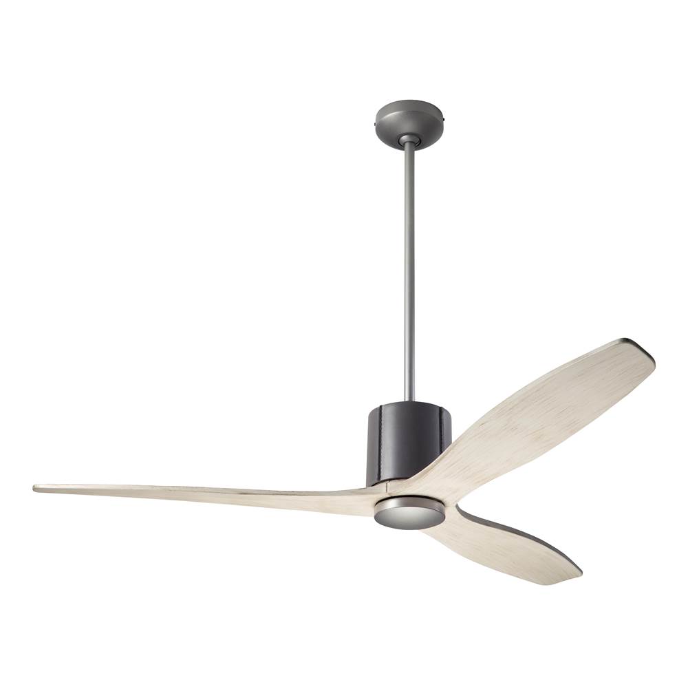 Modern Fan Company LeatherLuxe DC Fan; Graphite Finish with Gray Leather; 54'' Whitewash Blades; No Light; Remote Control