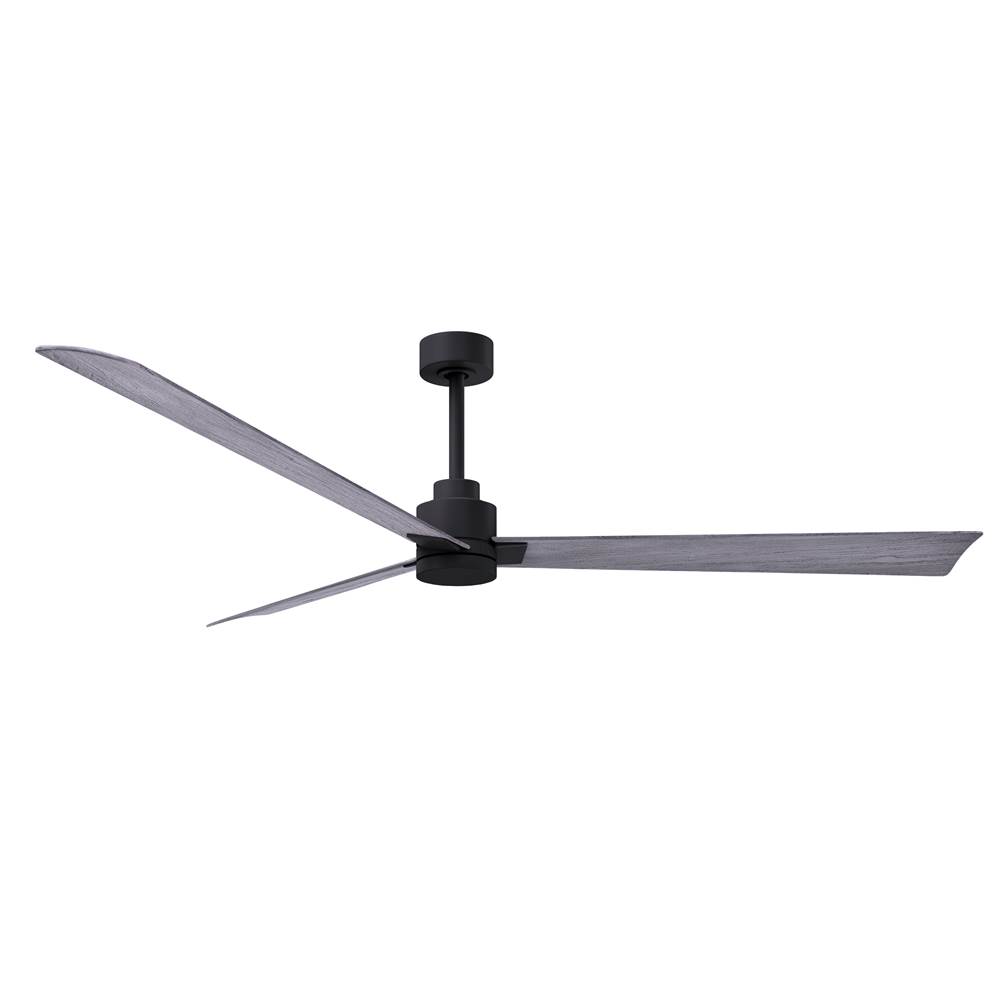 Matthews Fan Company Alessandra 3-blade transitional ceiling fan in matte black finish with barnwood blades. Optimized for wet location