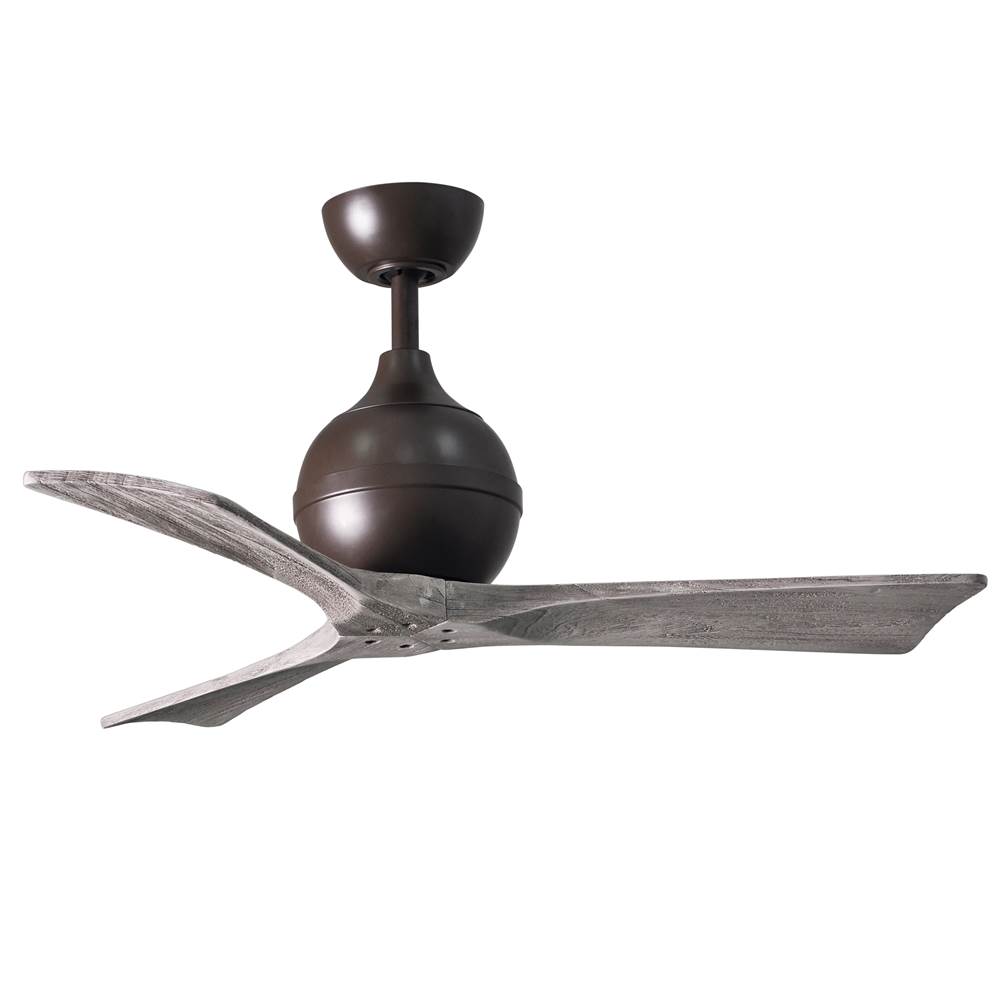Matthews Fan Company Irene-3 three-blade paddle fan in Textured Bronze finish with 42'' solid barn wood tone blades.