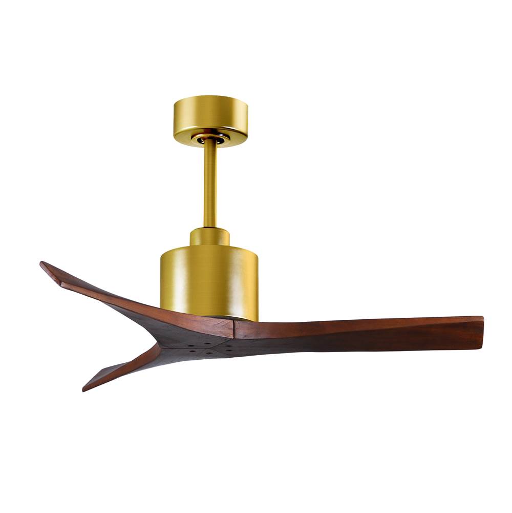 Matthews Fan Company Mollywood 6-speed contemporary ceiling fan in Brushed Brass finish with 42'' solid walnut tone blades