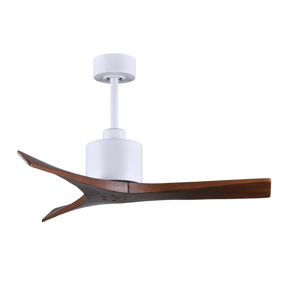 Matthews Fan Company Mollywood 6-speed contemporary ceiling fan in Matte White finish with 42'' solid walnut tone blades
