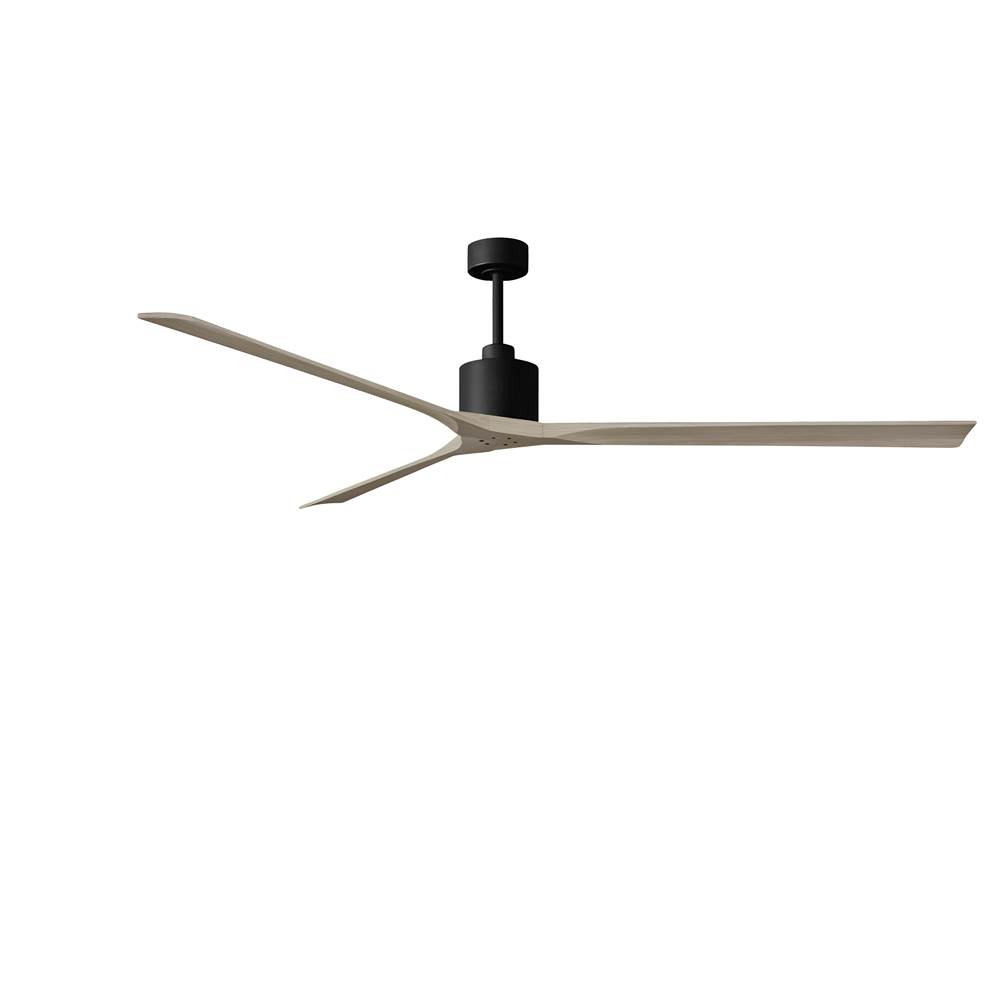 Matthews Fan Company Nan XL 6-speed ceiling fan in Matte Black finish with 90'' solid gray ash tone wood blades