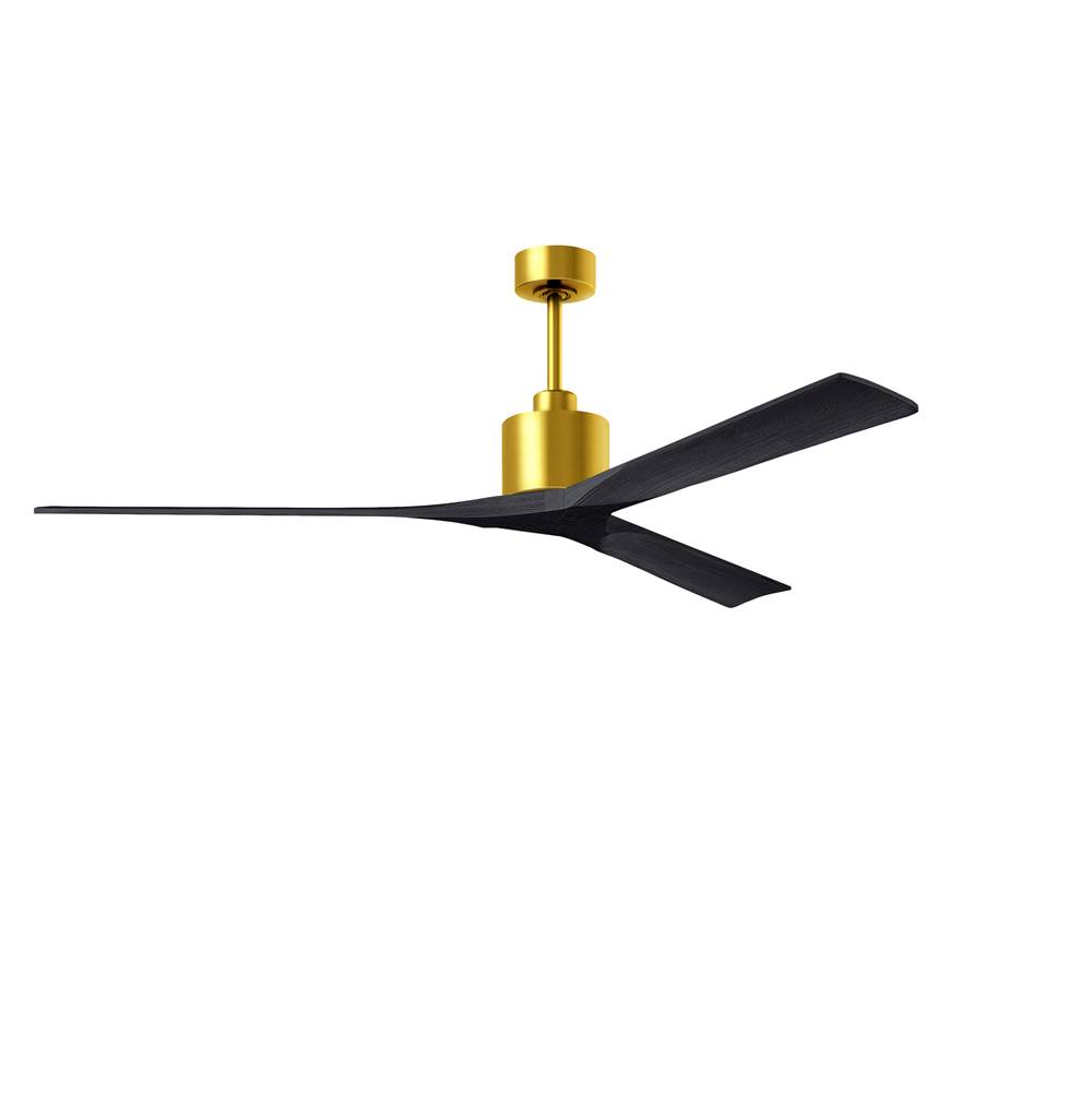 Matthews Fan Company Nan XL 6-speed ceiling fan in Brushed Brass finish with 72'' solid matte black wood blades