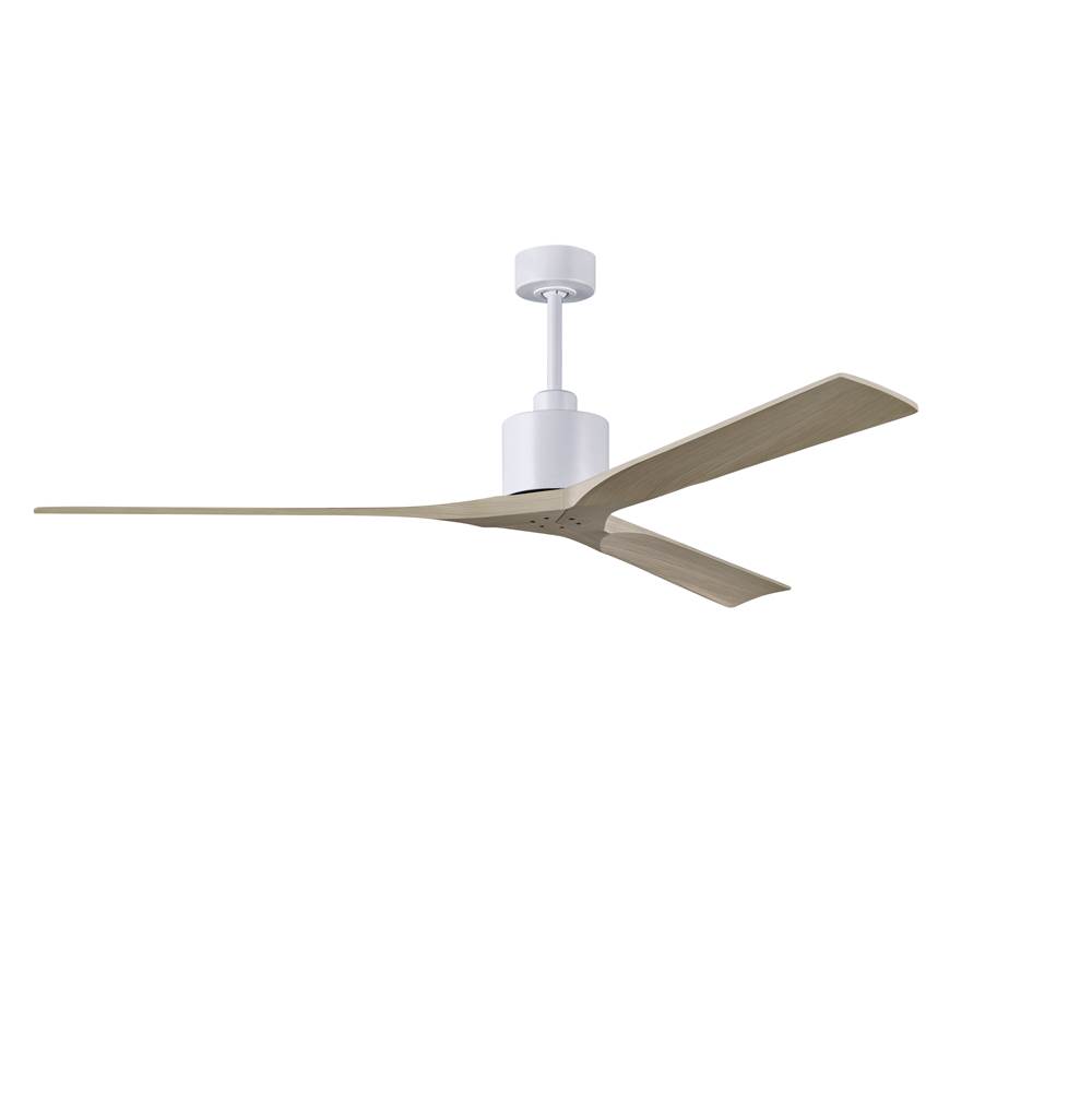 Matthews Fan Company Nan XL 6-speed ceiling fan in Matte White finish with 72'' solid gray ash tone wood blades