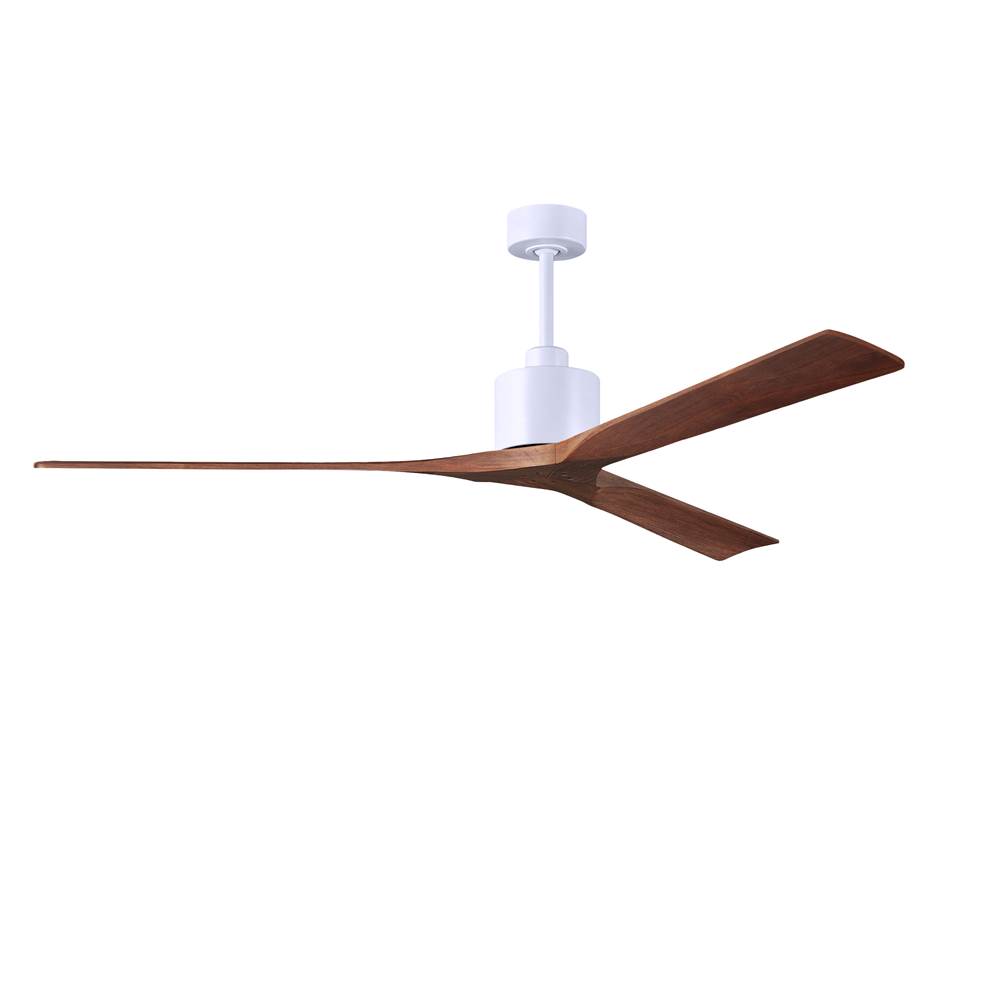 Matthews Fan Company Nan XL 6-speed ceiling fan in Matte White finish with 72'' solid walnut tone wood blades