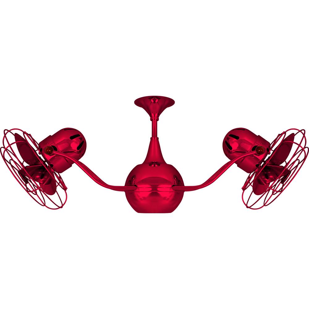 Matthews Fan Company Vent-Bettina 360degree dual headed rotational ceiling fan in Rubi (Red) finish with metal blades.