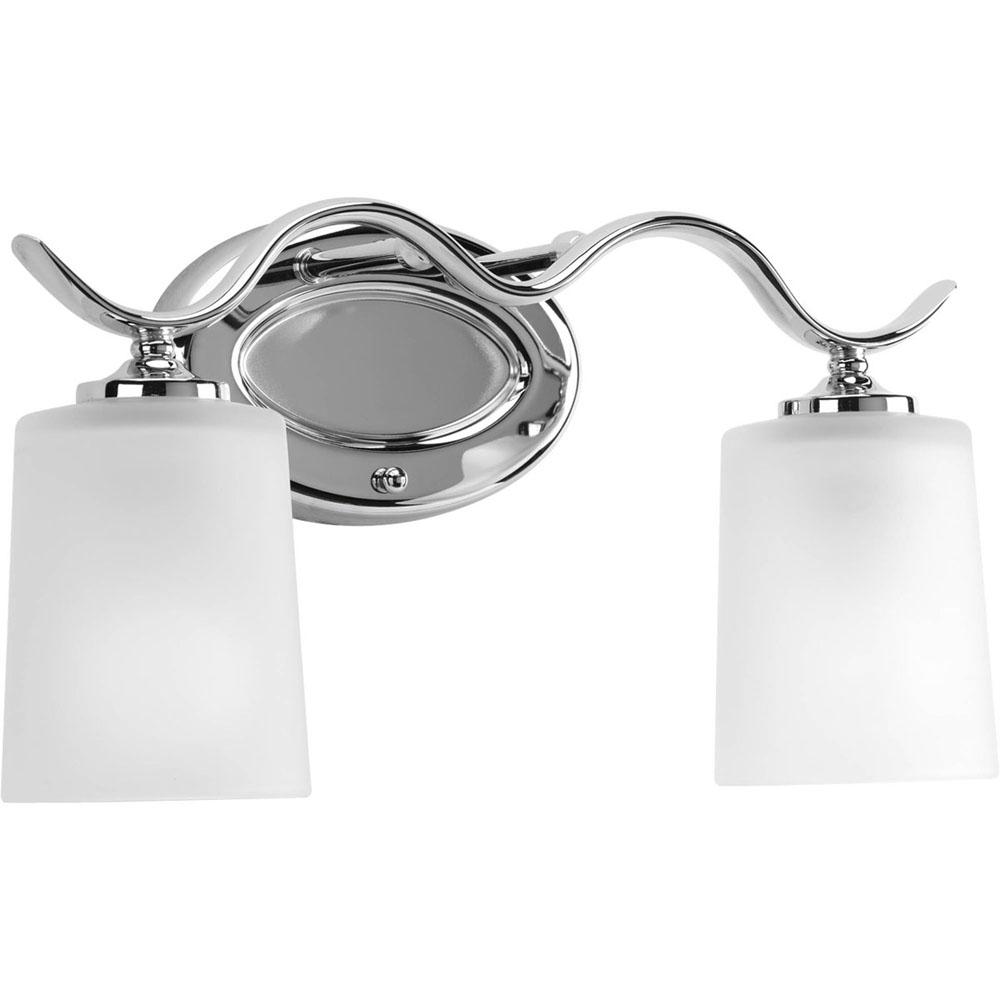 Progress Lighting Inspire Collection Two-Light Polished Chrome Etched Glass Traditional Bath Vanity Light