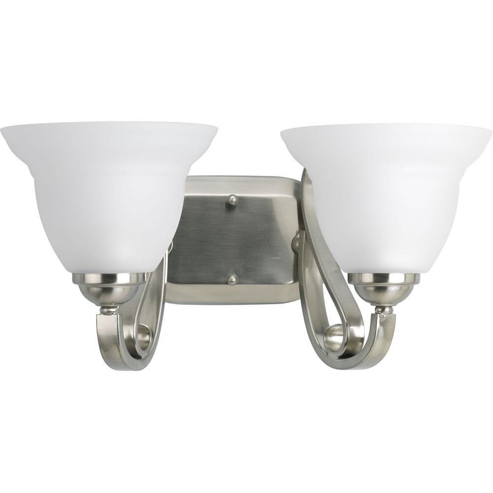 Progress Lighting Torino Collection Two-Light Brushed Nickel Etched Glass Transitional Bath Vanity Light