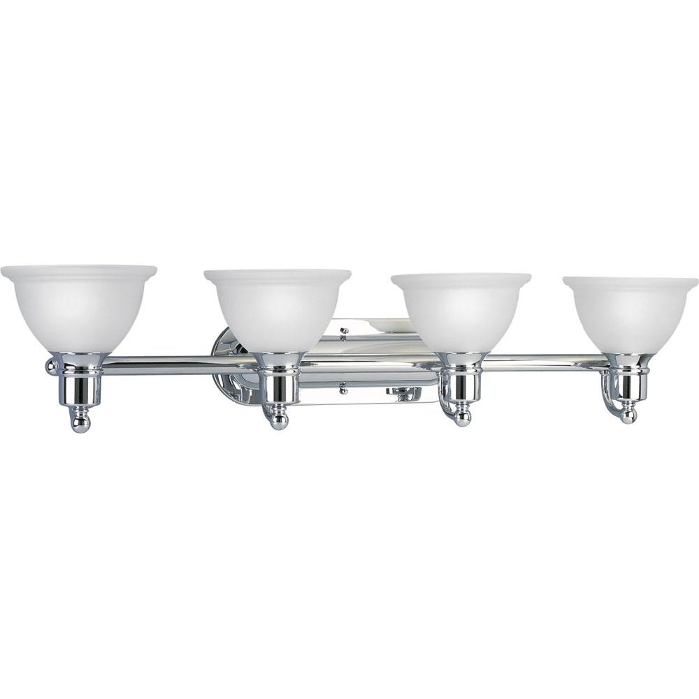 Progress Lighting Madison Collection Four-Light Polished Chrome Etched Glass Traditional Bath Vanity Light