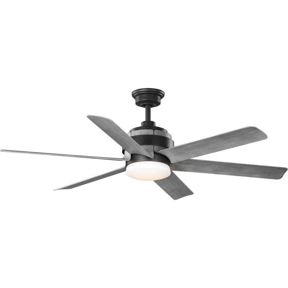 Progress Lighting Kaysville Collection 6-Blade Grey Weathered Wood 56-Inch DC Motor LED Urban Industrial Ceiling Fan