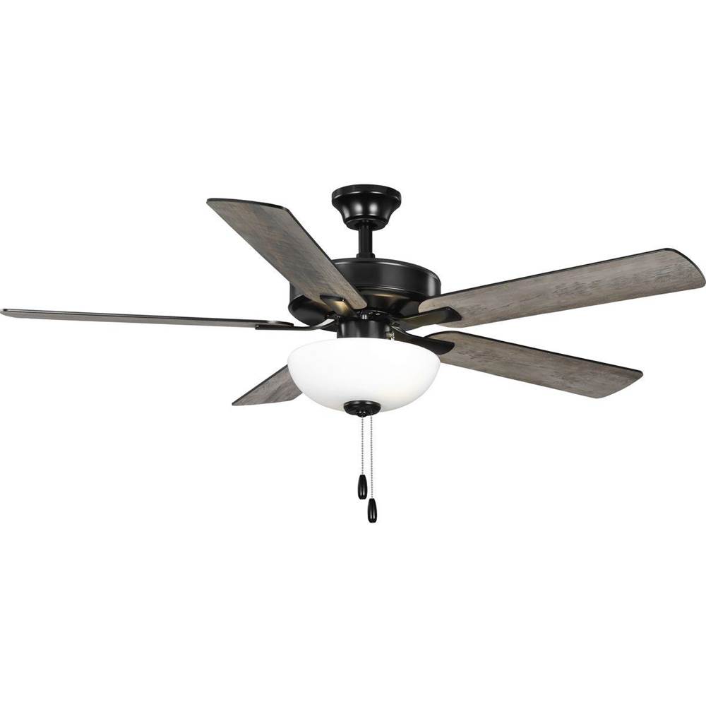 Progress Lighting AirPro 52 in. Matte Black 5-Blade ENERGY STAR Rated AC Motor Transitional Ceiling Fan with Light