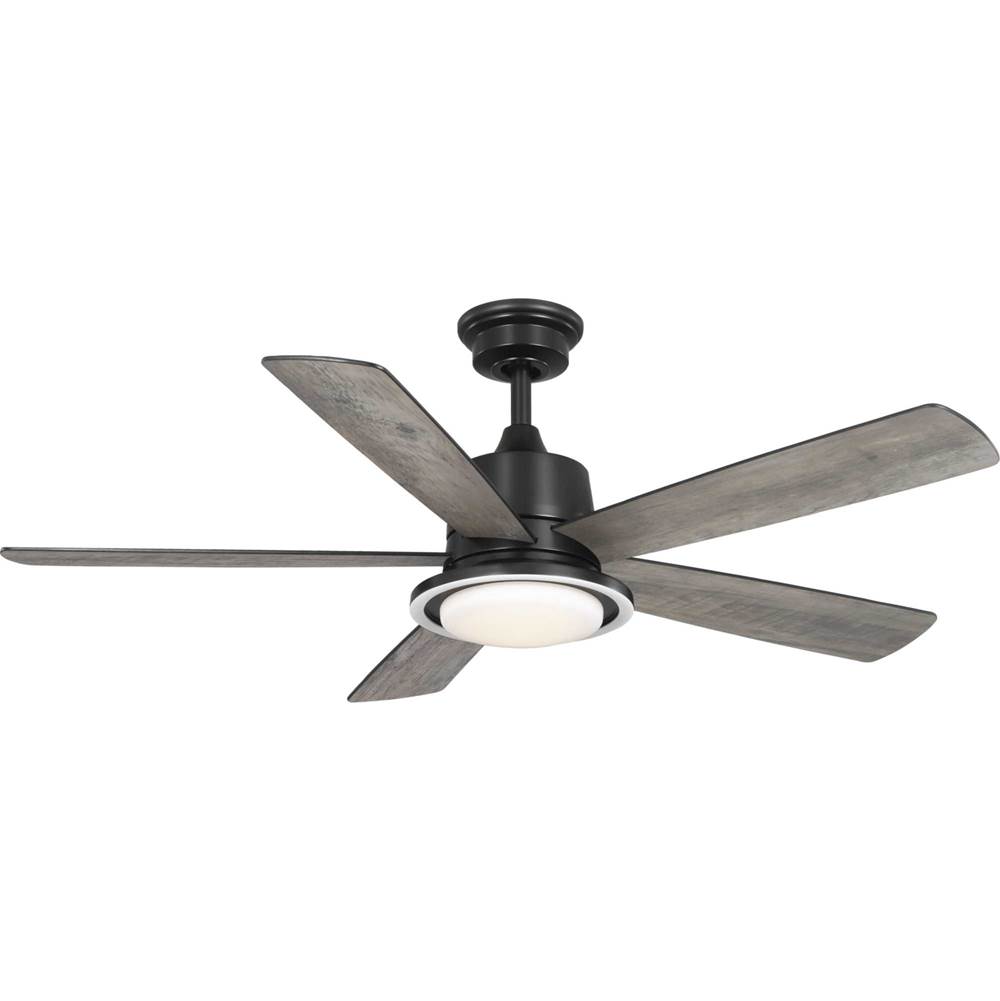Progress Lighting Tarsus Collection 52 in. Five Blade Matte Black Modern Ceiling Fan with Integrated CCT-LED Light