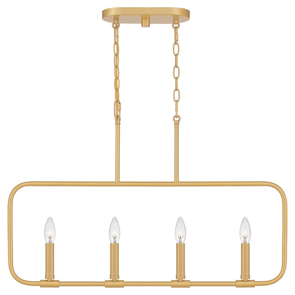 Quoizel Linear chandelier 4 light aged brass