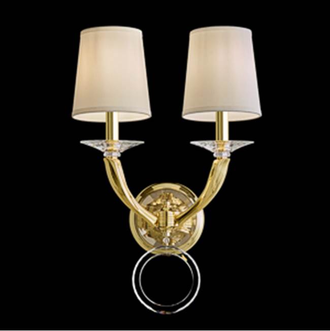 Schonbek Emilea 2 Light 110V Wall Sconce in Heirloom Bronze with Clear Optic Crystal and Shade Hardback Off White