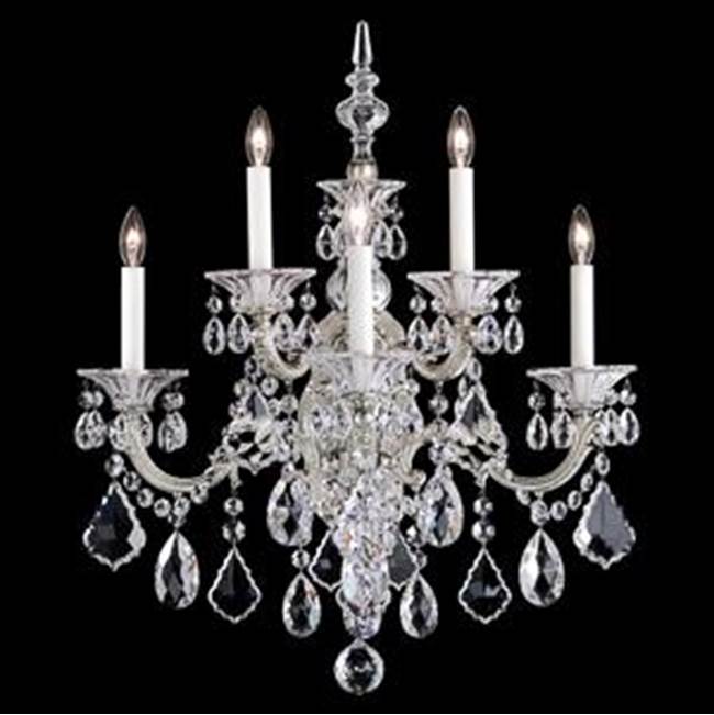 Schonbek La Scala 5 Light 110V Wall Sconce in Antique Silver with Clear Heritage Crystal