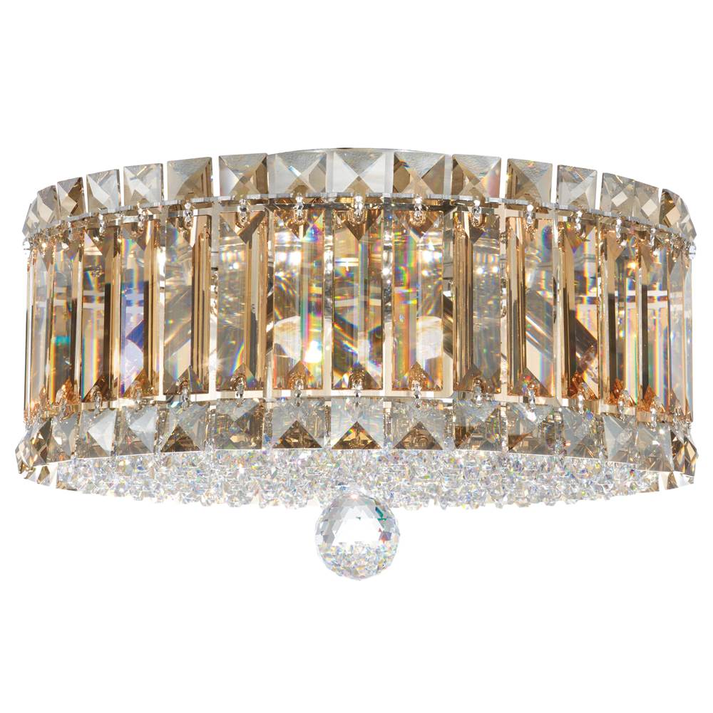 Schonbek Plaza 4 Light 110V Close to Ceiling in Stainless Steel with Clear Crystals From Swarovski®