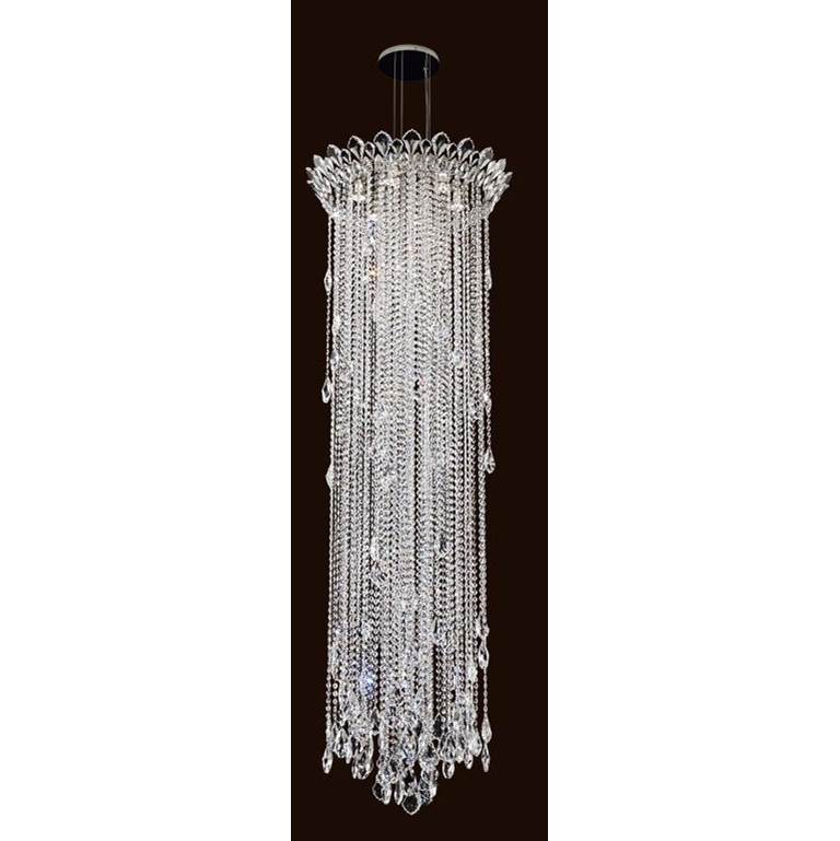 Schonbek Trilliane Strands 6 Light 110V Pendant in Stainless Steel with Clear Heritage Crystal