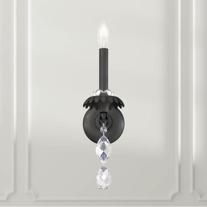 Schonbek Helenia 1 Light Wall Sconce Matte Black with Clear Heritage Crystal