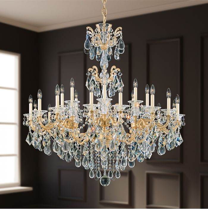 Schonbek La Scala 24 Light 110V Chandelier in French Gold with Clear Crystals From Swarovski®