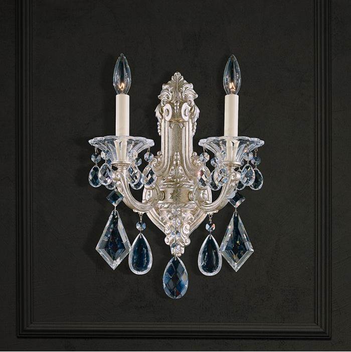 Schonbek La Scala 2 Light 110V Wall Sconce in Etruscan Gold with Clear Heritage Crystal