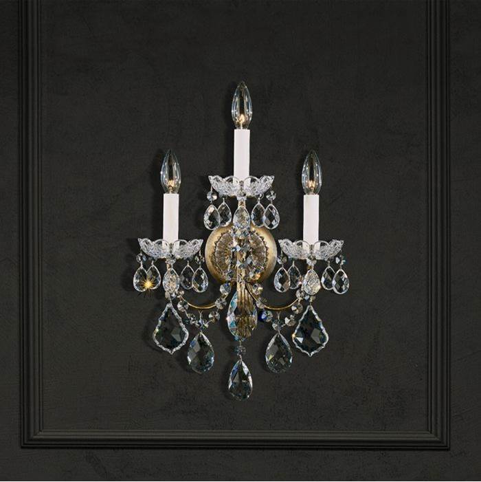 Schonbek New Orleans 3 Light 110V Wall Sconce in Rich Auerelia Gold with Clear Heritage Crystal