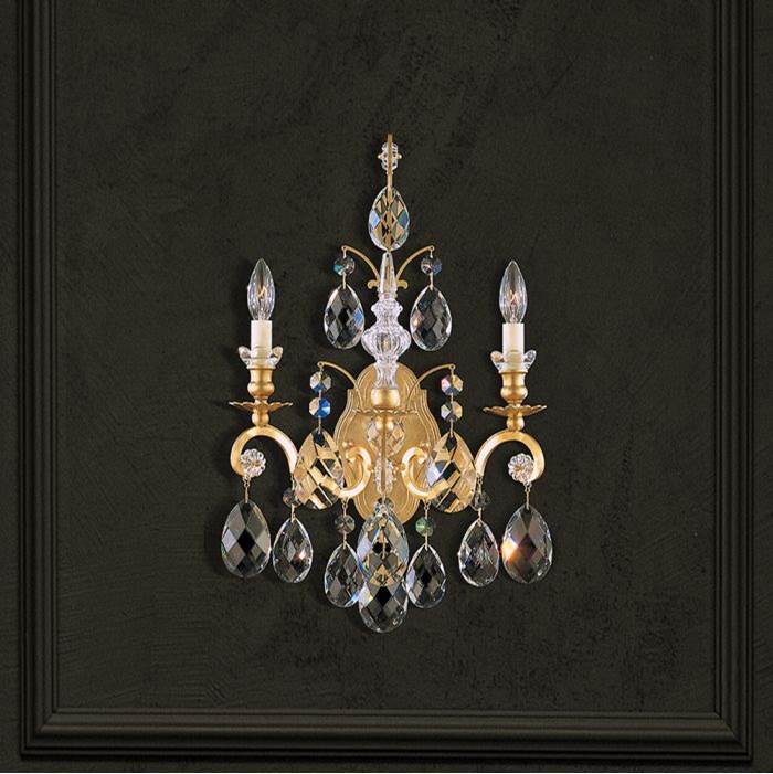 Schonbek Renaissance 2 Light 110V Wall Sconce in Antique Silver with Clear Heritage Crystal