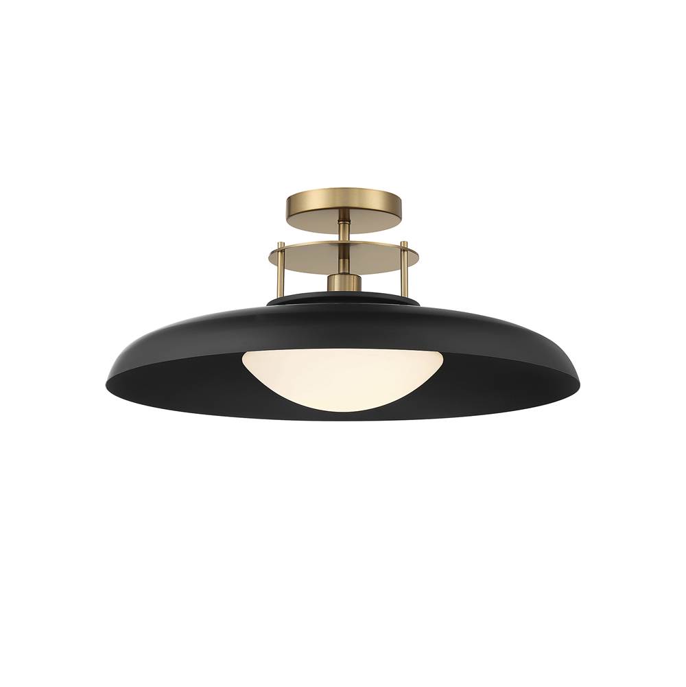Savoy House Gavin 1-Light Ceiling Light in Matte Black with Warm Brass Accents