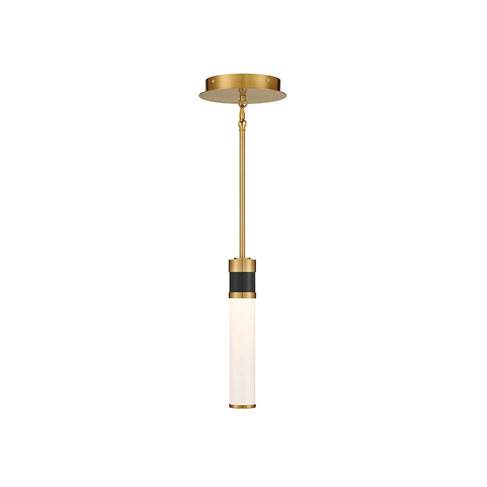 Savoy House Abel LED Mini-Pendant in Matte Black with Warm Brass Accents