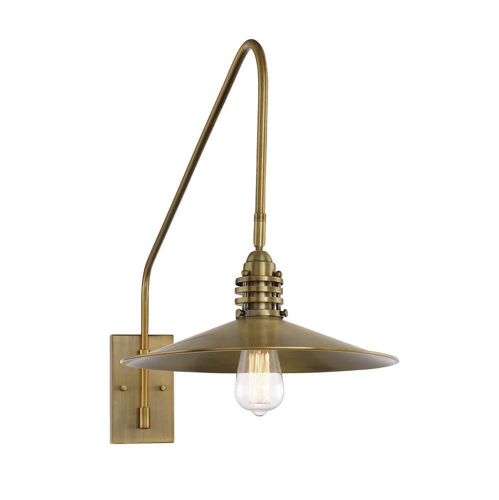 Savoy House Wheaton 1-Light Adjustable Wall Sconce in Warm Brass