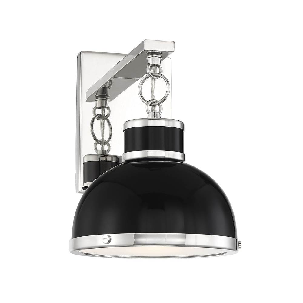 Savoy House Corning 1-Light Wall Sconce in Matte Black with Polished Nickel Accents