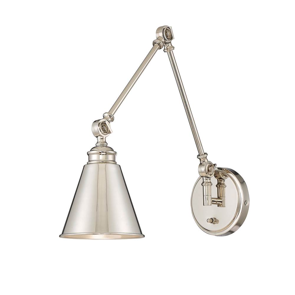 Savoy House Morland 1-Light Adjustable Wall Sconce in Polished Nickel