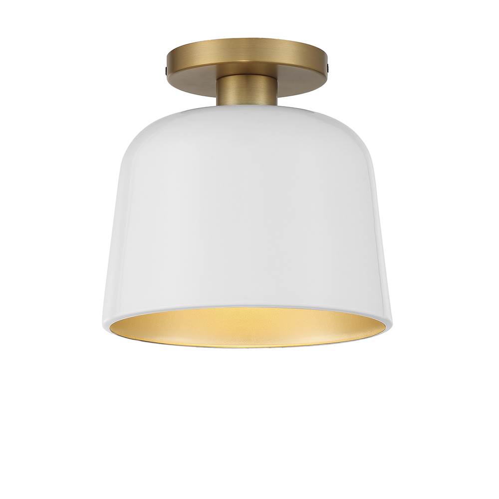 Savoy House 1-Light Ceiling Light in White with Natural Brass