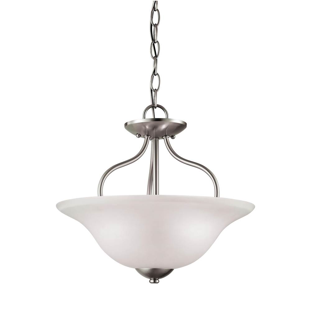 Thomas Lighting Conway 2-Light Semi Flush Mount in Brushed Nickel With White Glass