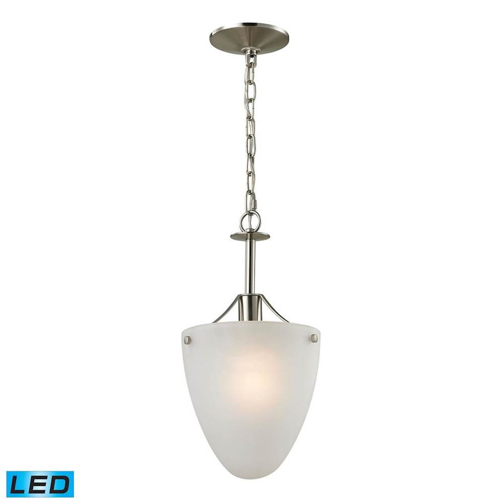 Thomas Lighting Jackson 1-Light Semi Flush in Brushed Nickel with White Glass - Includes LED Bulbs