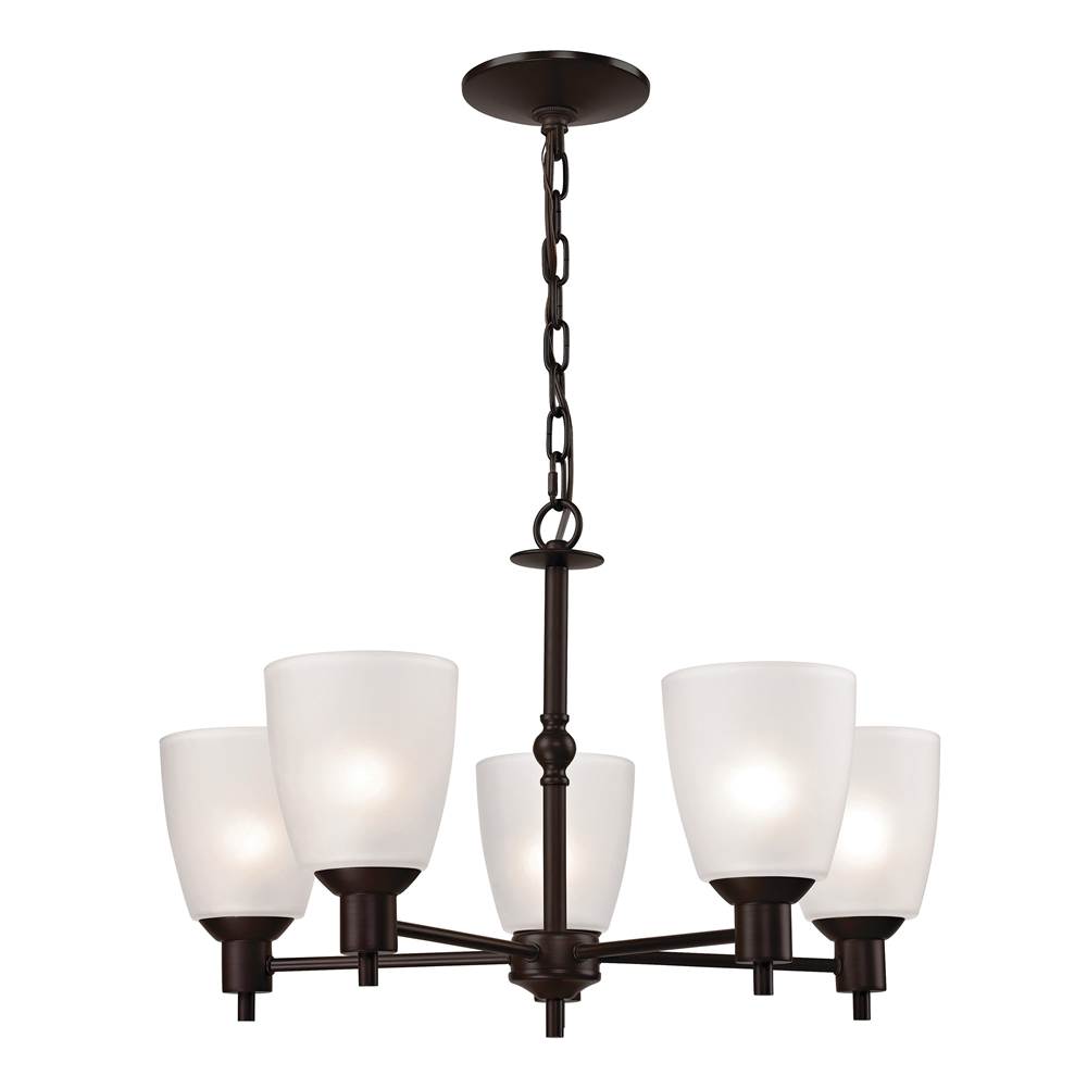 Thomas Lighting Jackson 5-Light Chandelier in In Oil Rubbed Bronze With White Glass