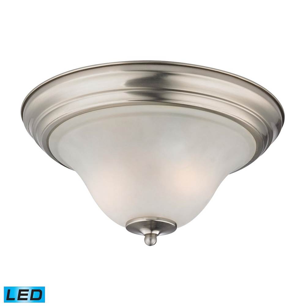 Thomas Lighting Kingston 2-Light Flush Mount in Brushed Nickel with White Glass - Includes LED Bulbs