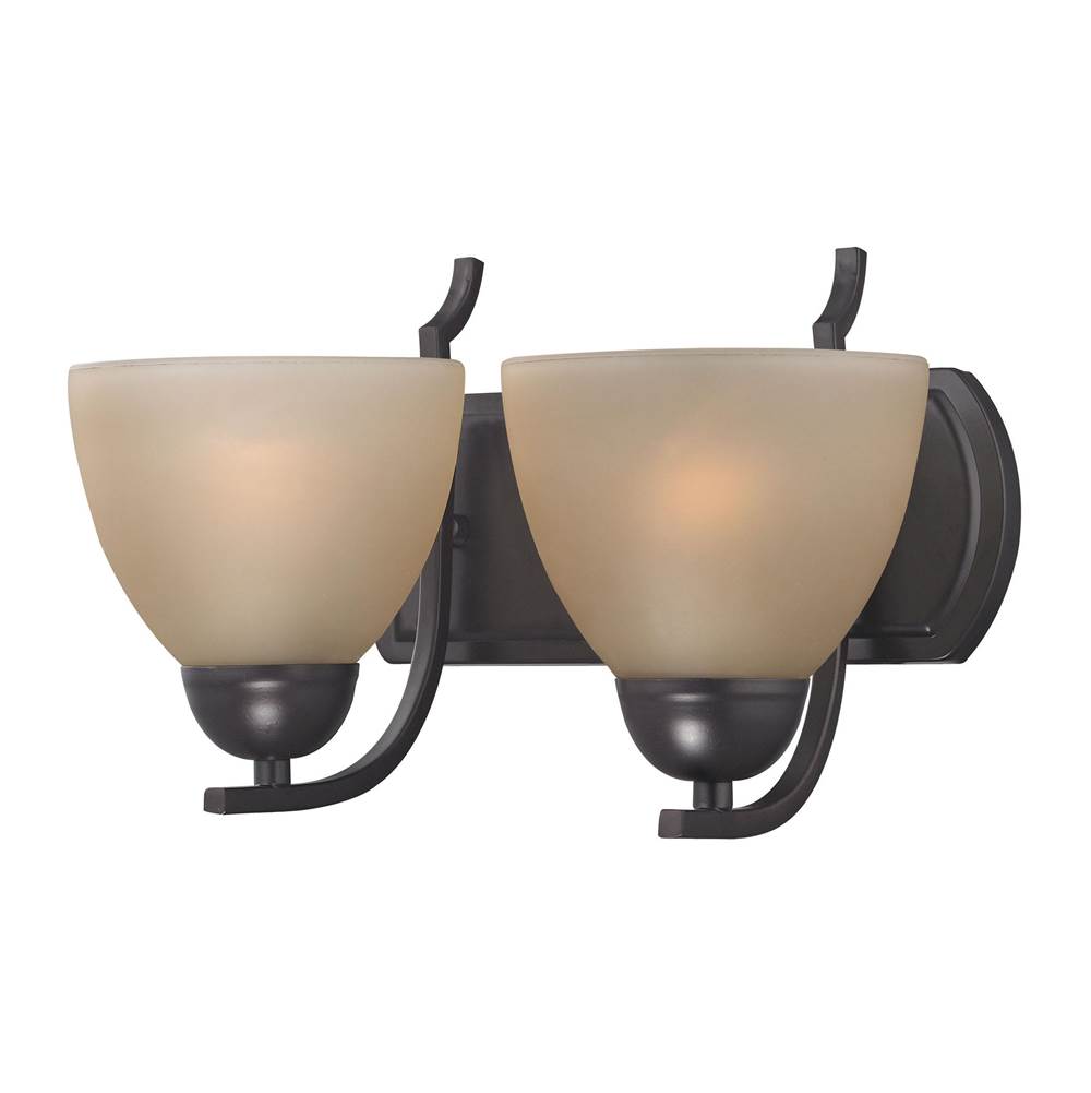 Thomas Lighting Kingston 2-Light Vanity Light in Oil Rubbed Bronze with Cafe Tint Glass