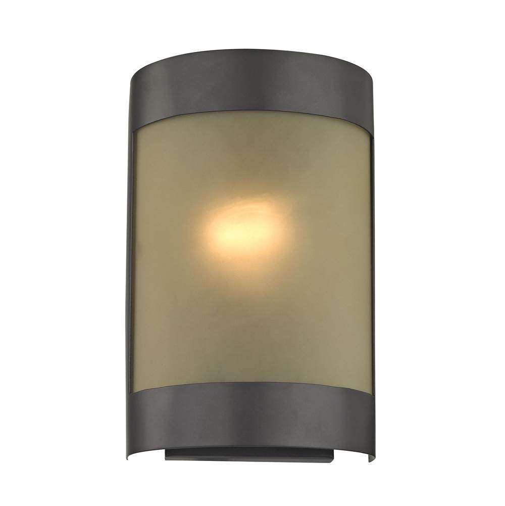 Thomas Lighting 1-Light Wall Sconce in Oil Rubbed Bronze With Light Amber Glass