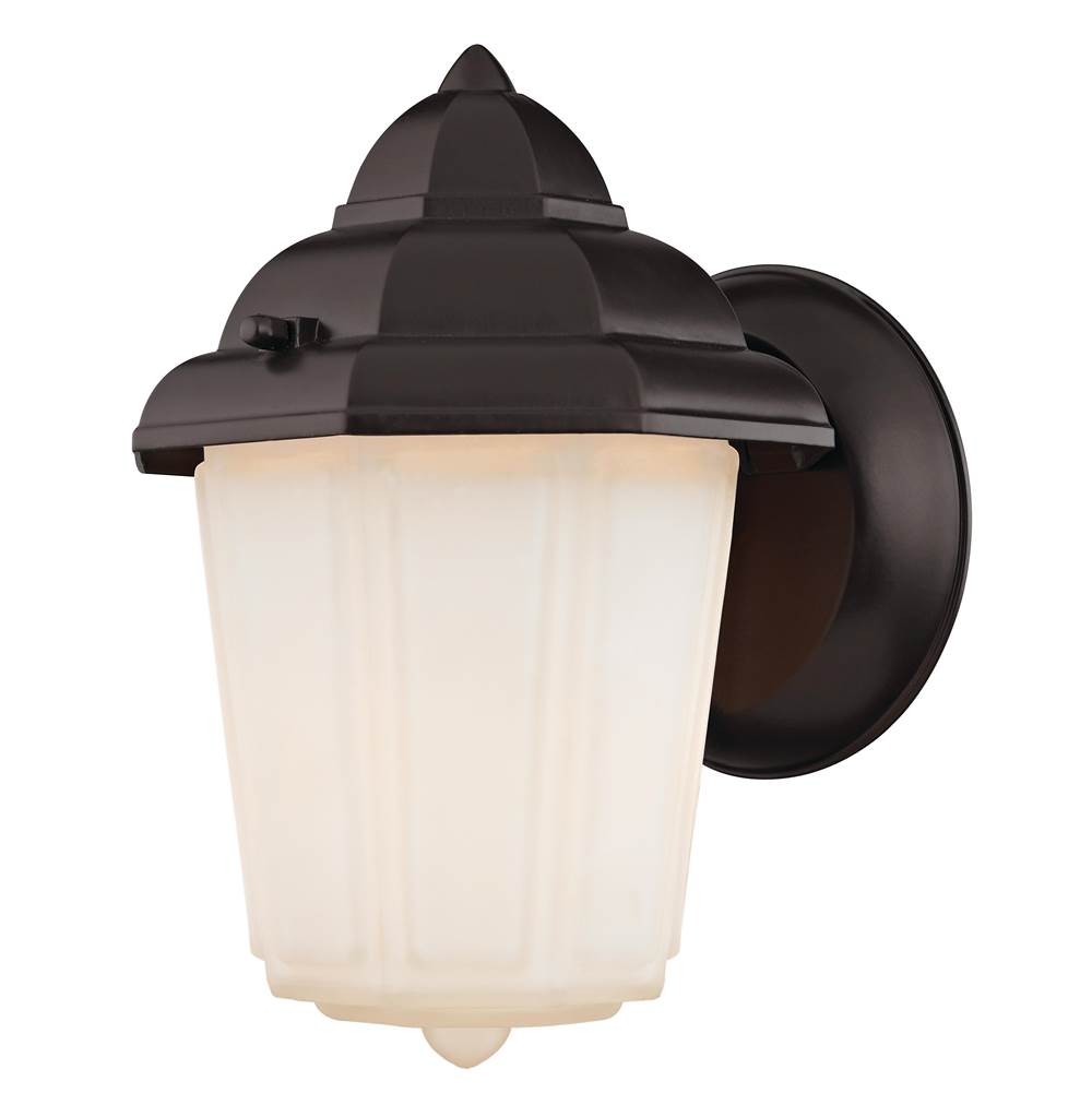 Thomas Lighting Cotswold 1-Light Outdoor Sconce in Oil Rubbed Bronze With White Glass