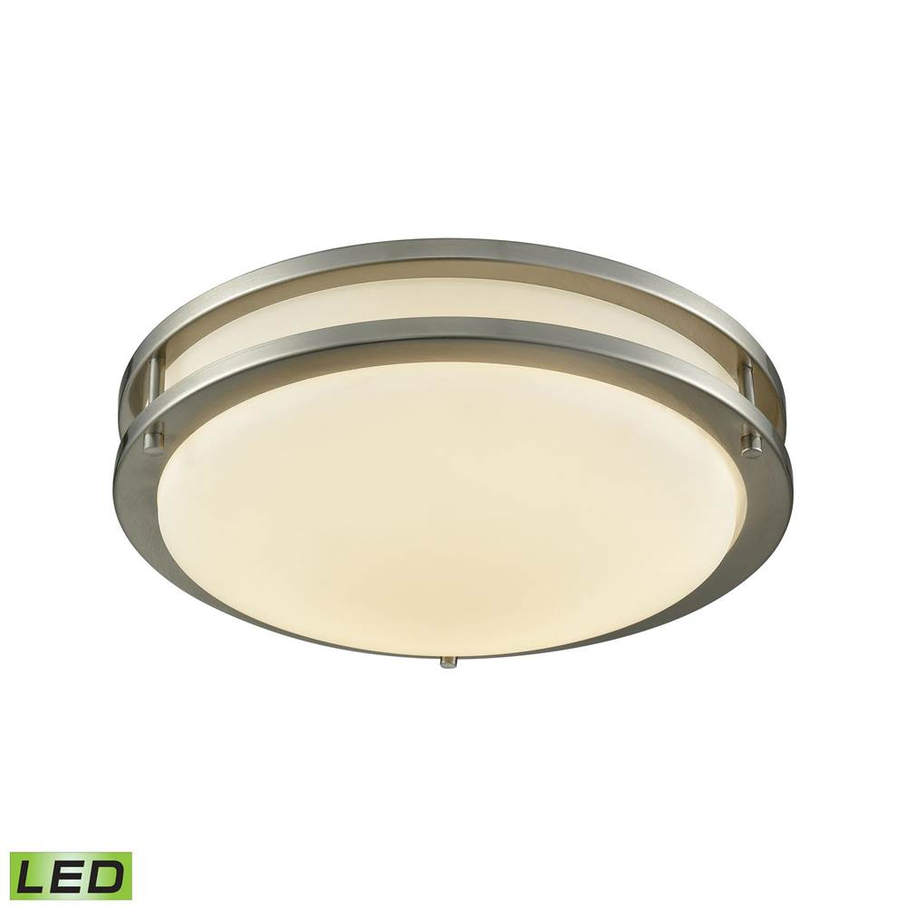 Thomas Lighting Clarion 11'' LED Flush Mount in Brushed Nickel With A White Glass Diffuser