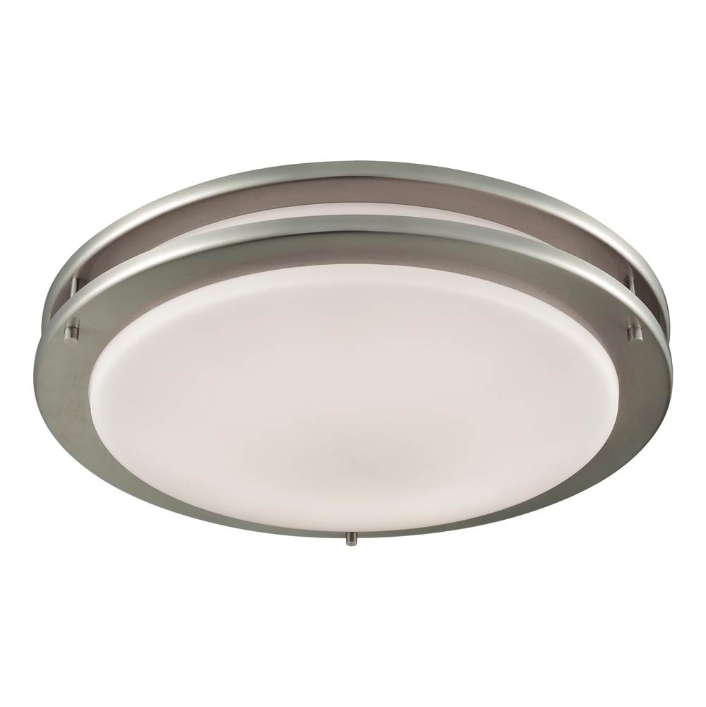 Thomas Lighting Clarion 15'' LED Flush Mount in Brushed Nickel With A White Glass Diffuser